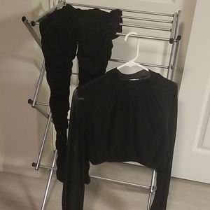 Black ruched pant set